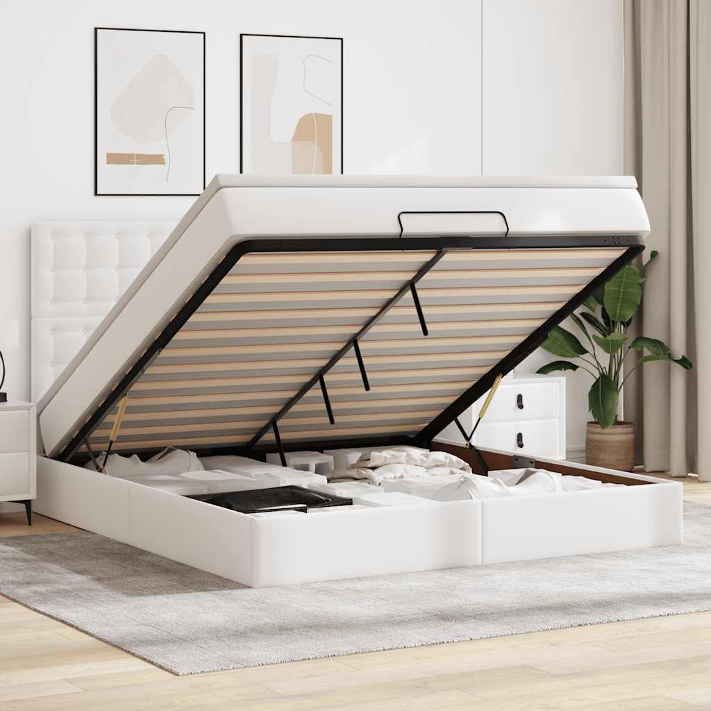 Ottoman bed met matras 160x200cm kunstleer wit is nu te koop bij PeponiXL, paradijselijk wonen!