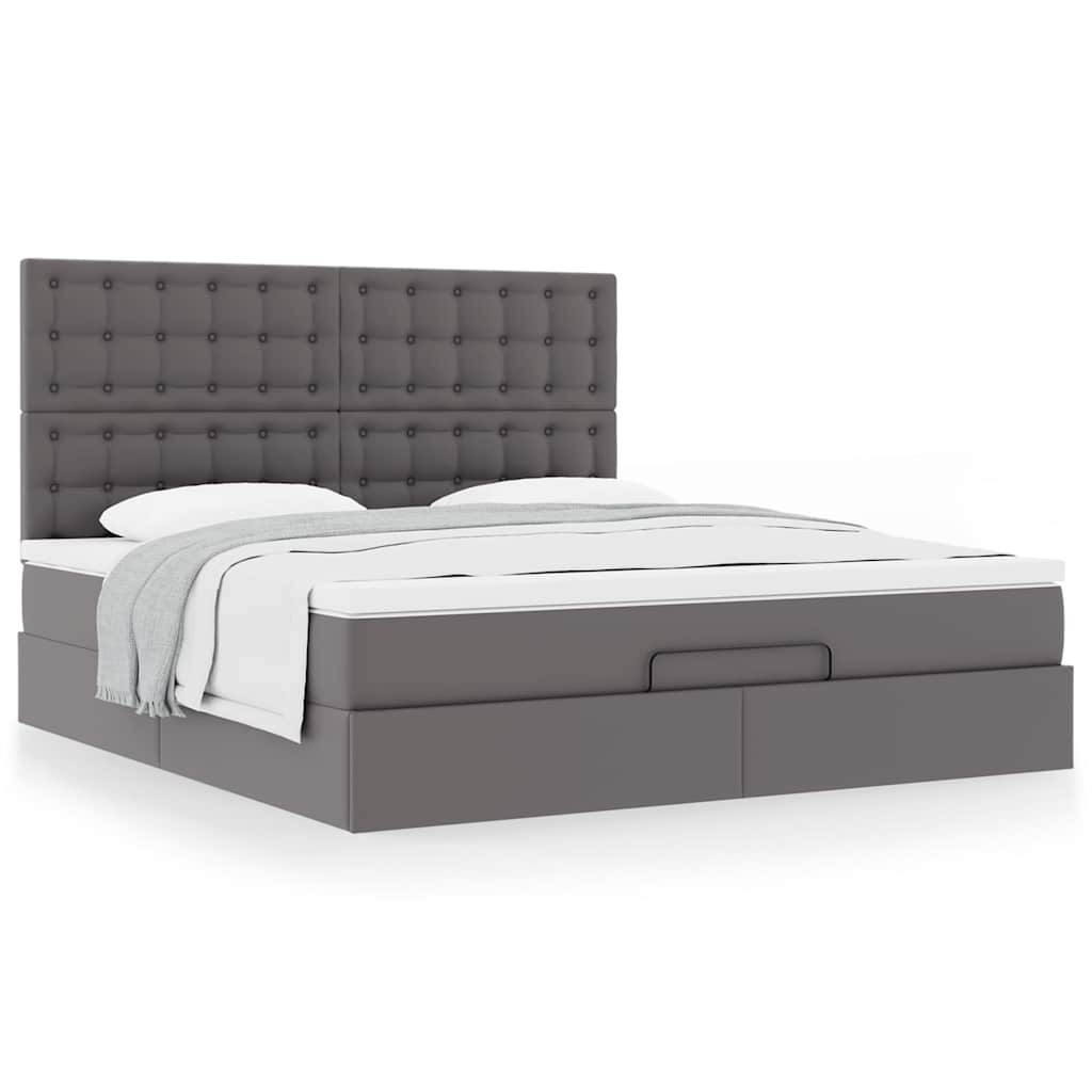 Ottoman bed met matras 160x200cm kunstleer grijs