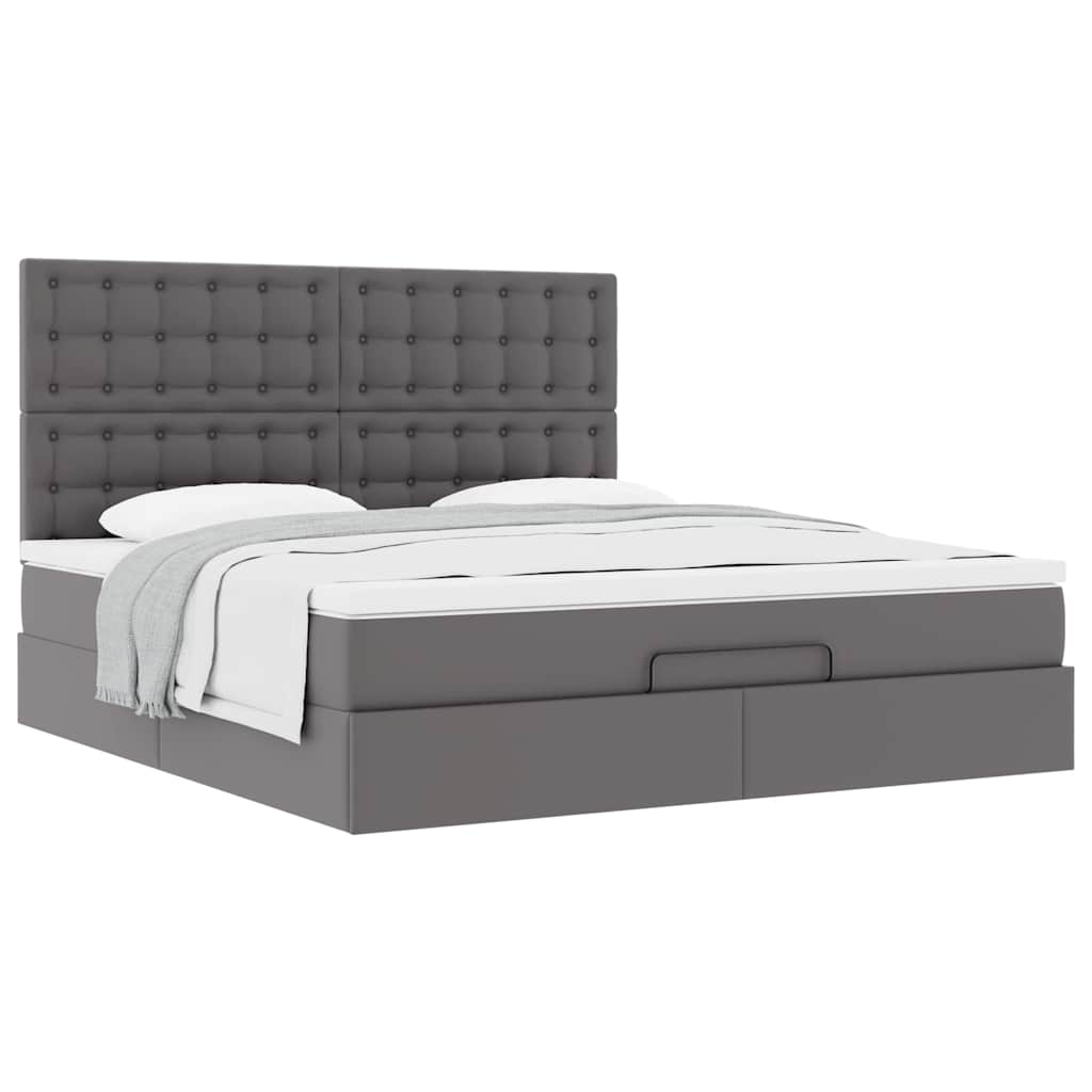 Ottoman bed met matras 160x200cm kunstleer grijs