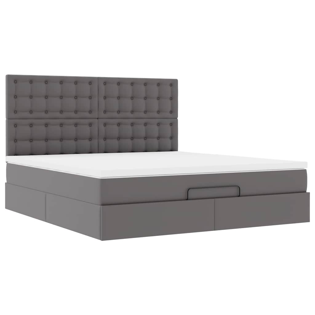 Ottoman bed met matras 160x200cm kunstleer grijs