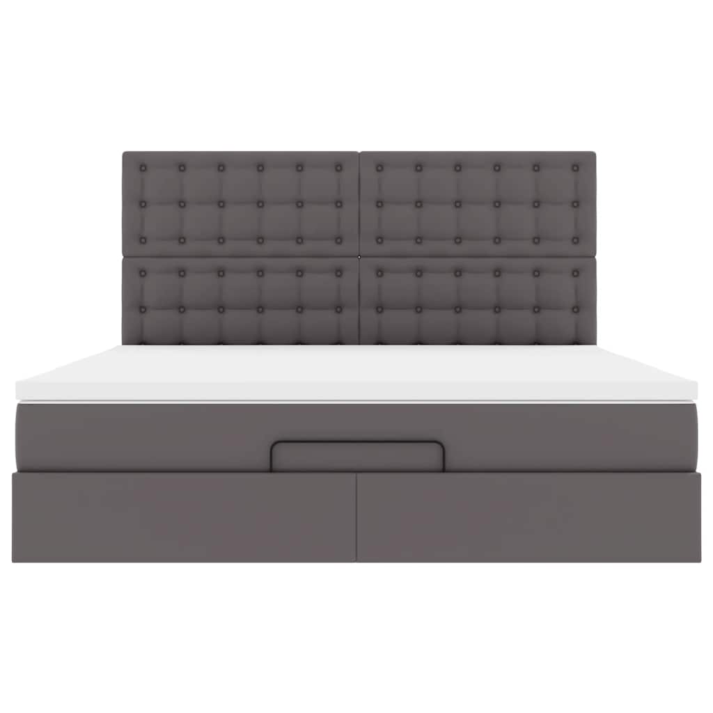 Ottoman bed met matras 160x200cm kunstleer grijs