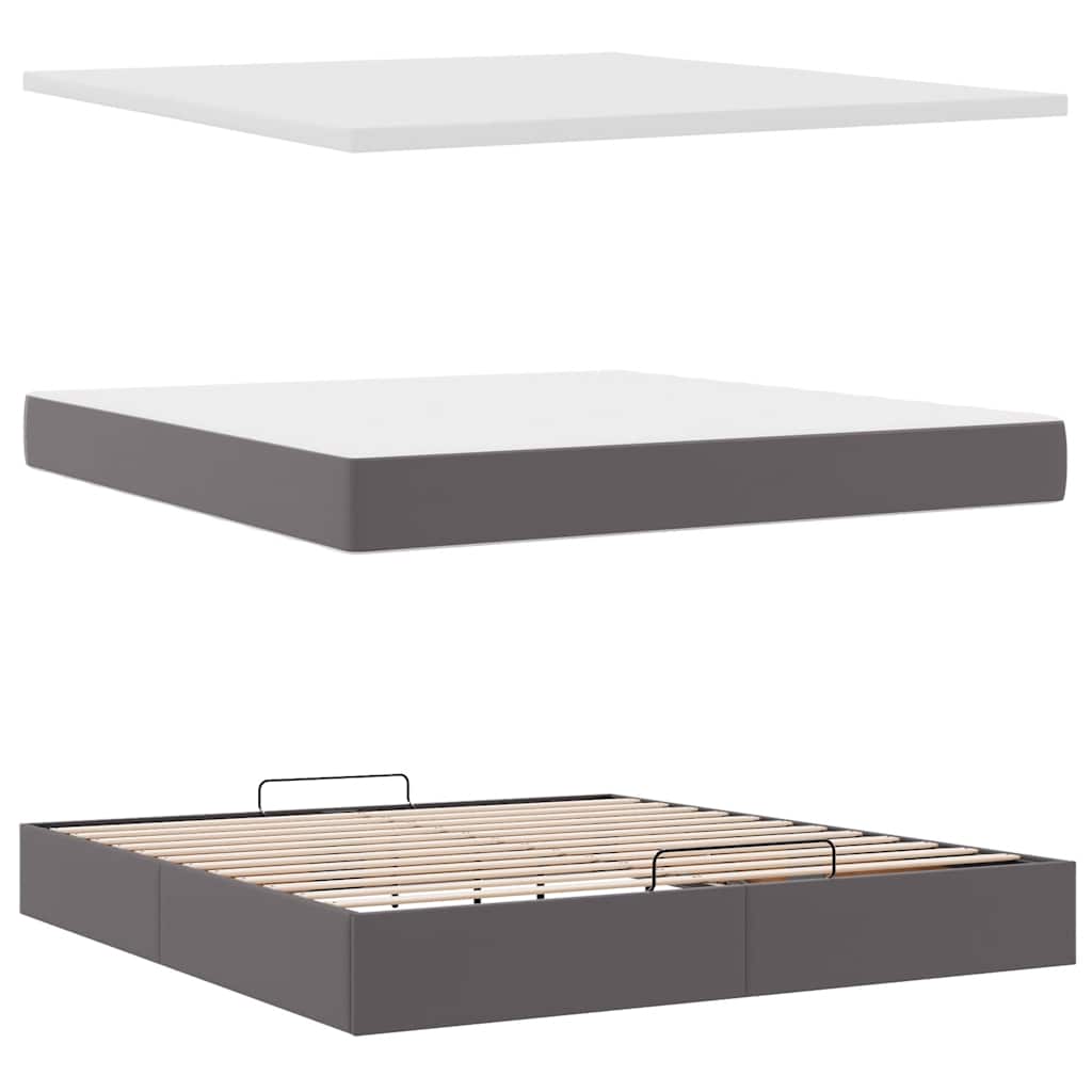 Ottoman bed met matras 160x200cm kunstleer grijs