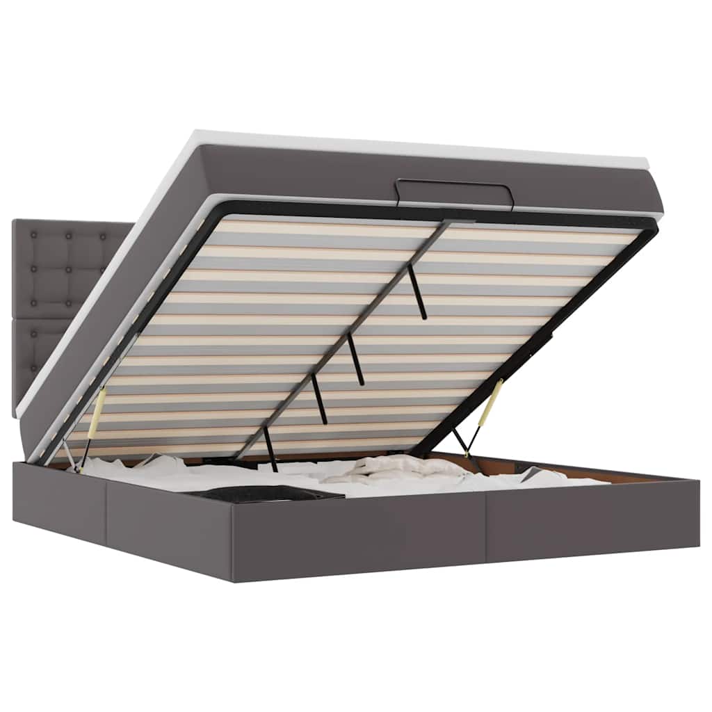 Ottoman bed met matras 180x200cm kunstleer grijs is nu te koop bij PeponiXL, paradijselijk wonen!