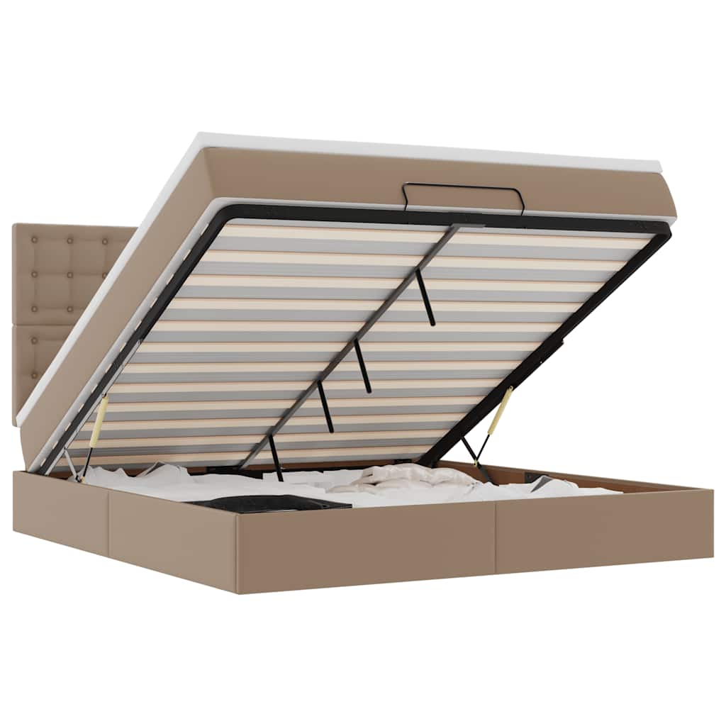 Ottoman bed met matras 180x200cm kunstleer cappuccinokleurig