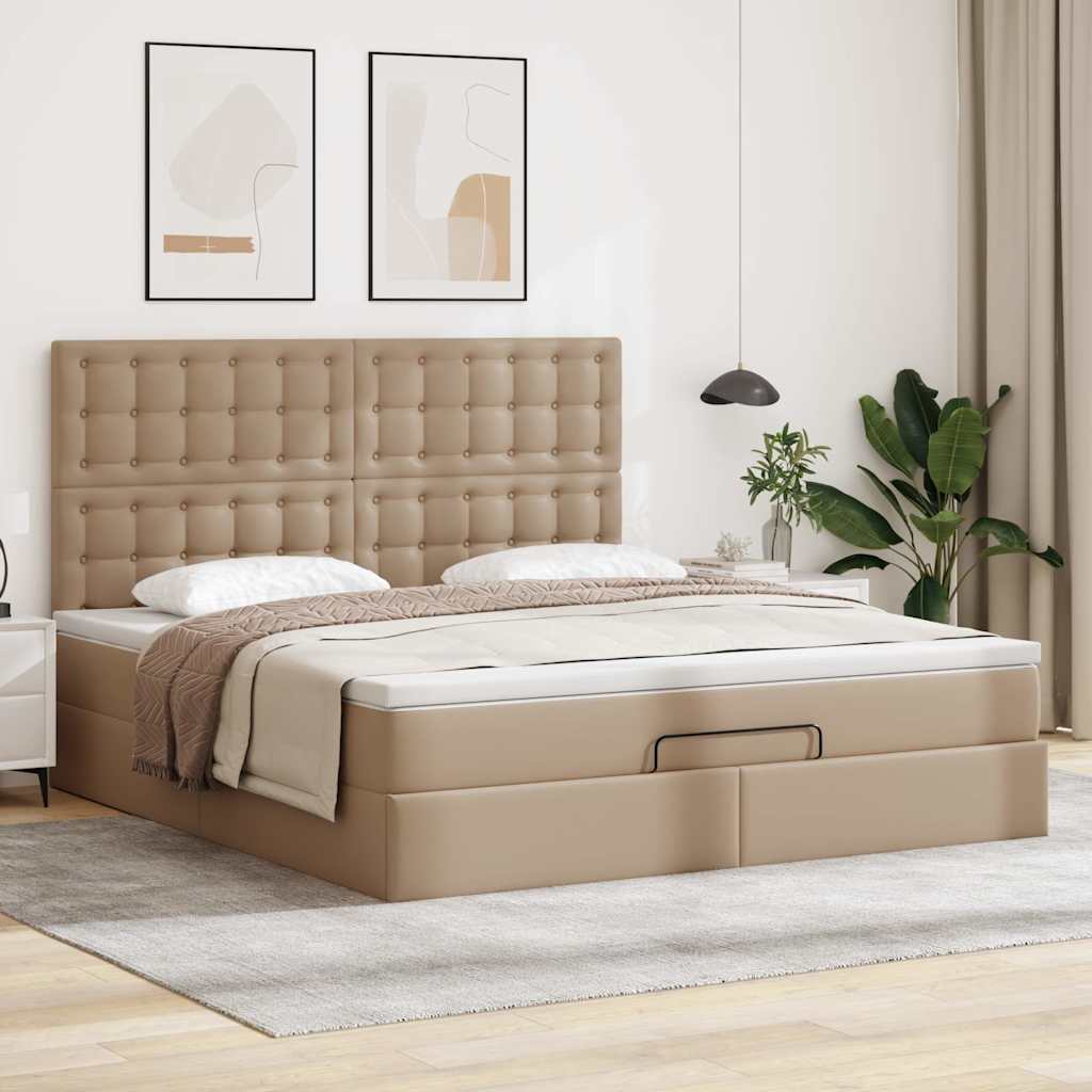 Ottoman bed met matras 180x200cm kunstleer cappuccinokleurig