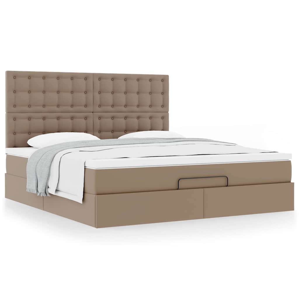 Ottoman bed met matras 180x200cm kunstleer cappuccinokleurig