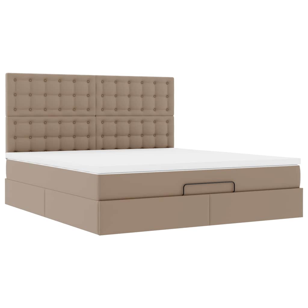 Ottoman bed met matras 180x200cm kunstleer cappuccinokleurig