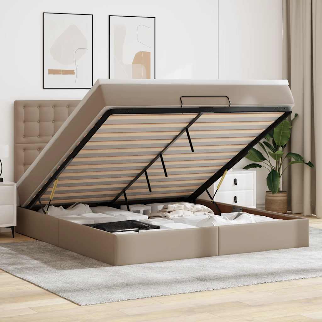 Ottoman bed met matras 180x200cm kunstleer cappuccinokleurig
