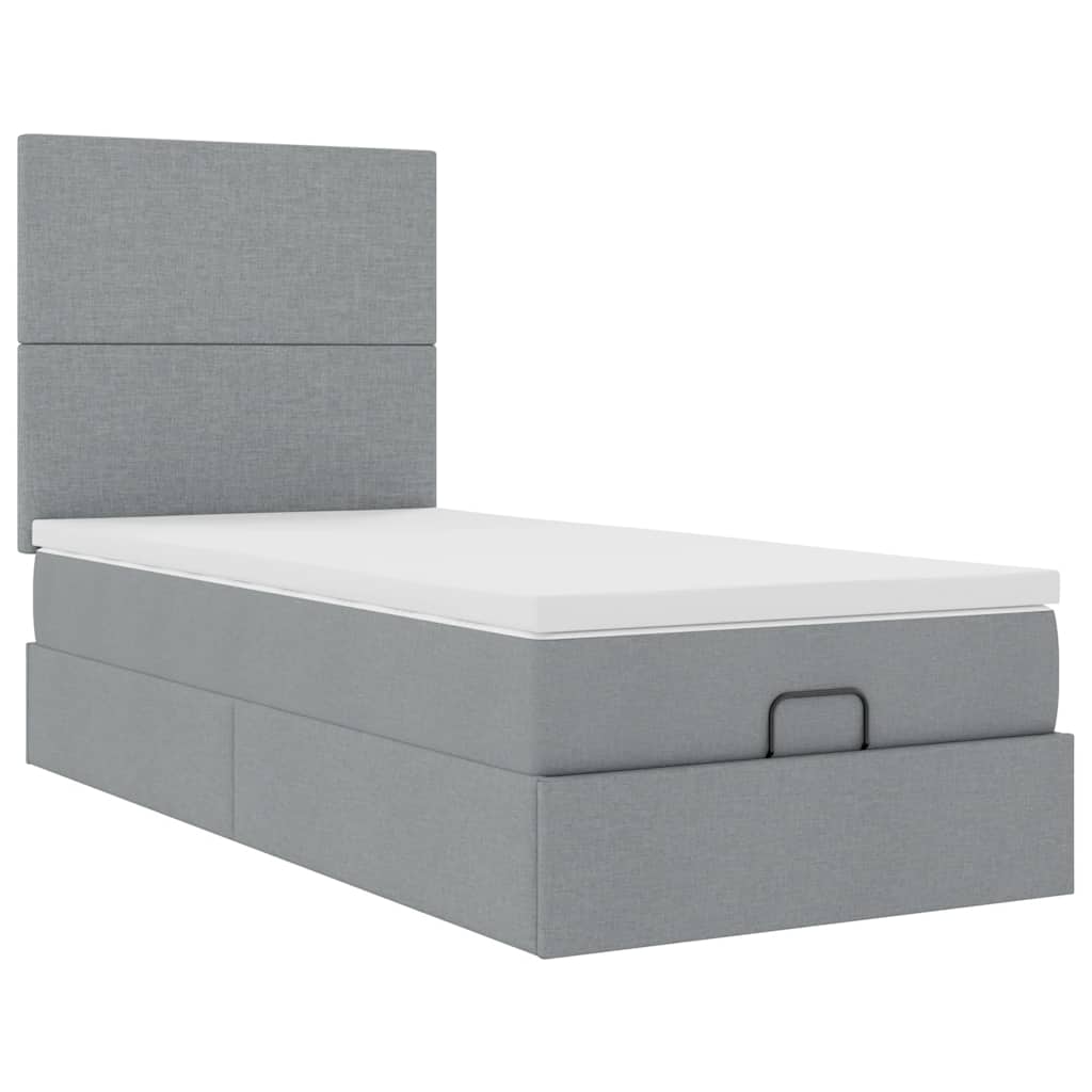 Ottoman bed met matras 80x200cm stof lichtgrijs is nu te koop bij PeponiXL, paradijselijk wonen!