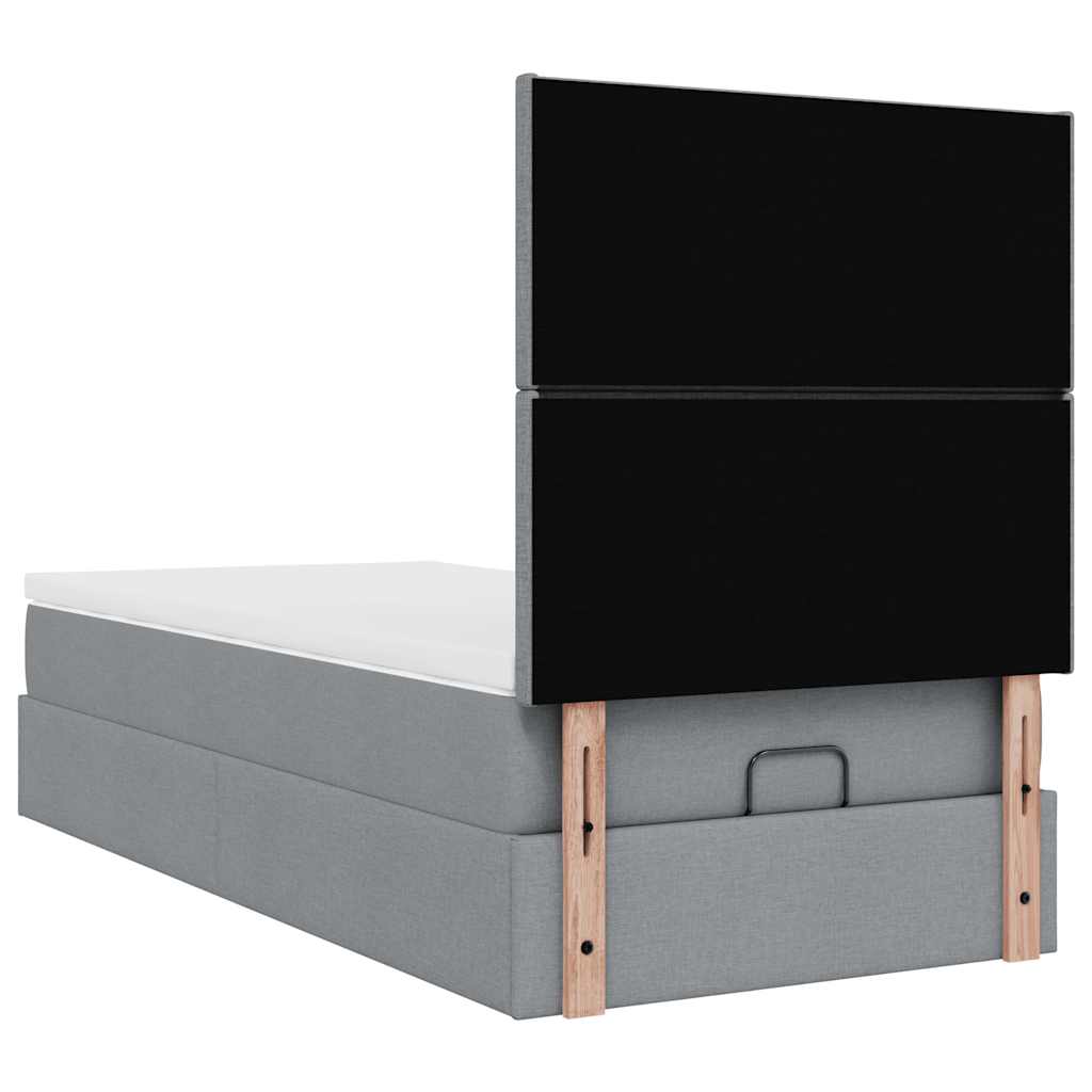 Ottoman bed met matras 80x200cm stof lichtgrijs is nu te koop bij PeponiXL, paradijselijk wonen!