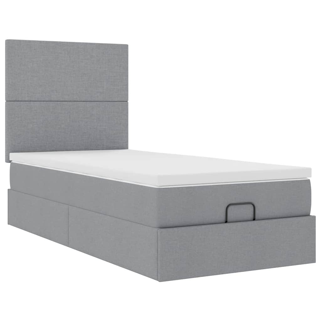 Ottoman bed met matras 90x190cm stof lichtgrijs is nu te koop bij PeponiXL, paradijselijk wonen!