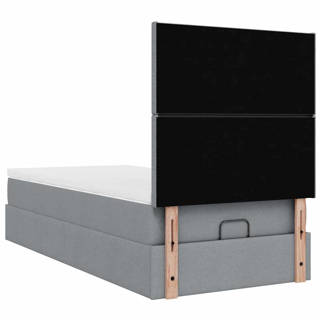 Ottoman bed met matras 90x190cm stof lichtgrijs is nu te koop bij PeponiXL, paradijselijk wonen!