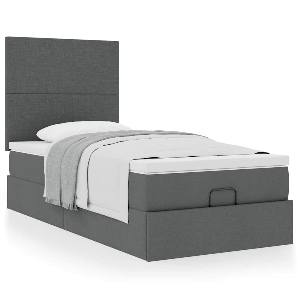 Bed met matras 90x200 cm stof donkergrijs is nu te koop bij PeponiXL, paradijselijk wonen!