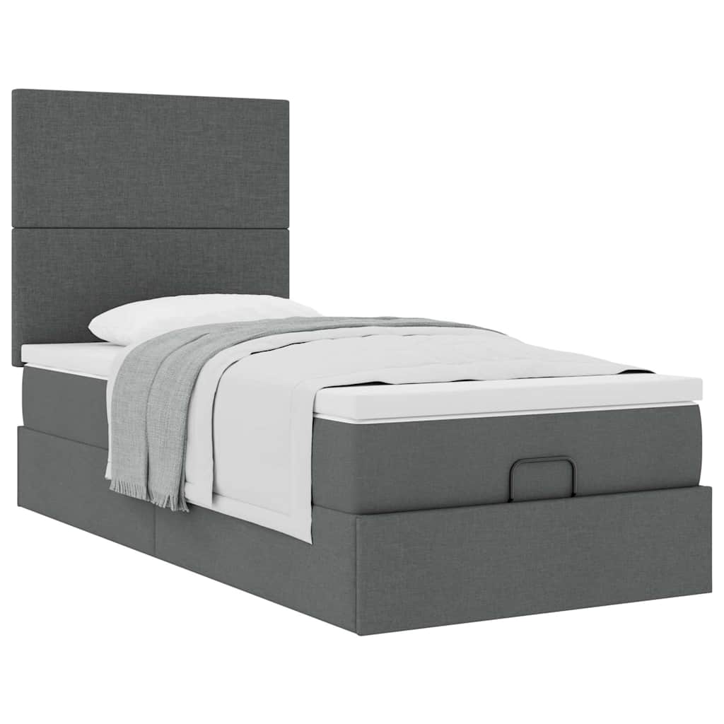 Bed met matras 90x200 cm stof donkergrijs is nu te koop bij PeponiXL, paradijselijk wonen!
