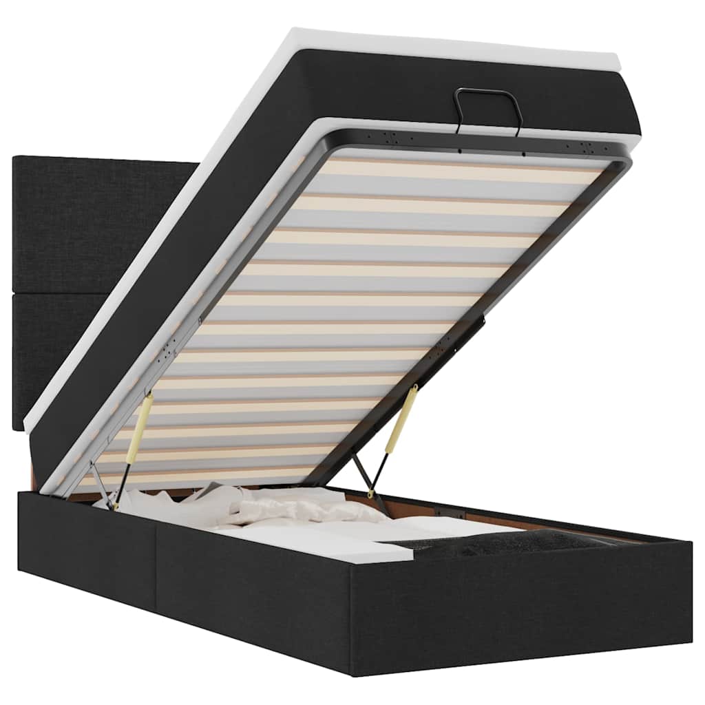 Bed met matras 90x200 cm stof zwart is nu te koop bij PeponiXL, paradijselijk wonen!