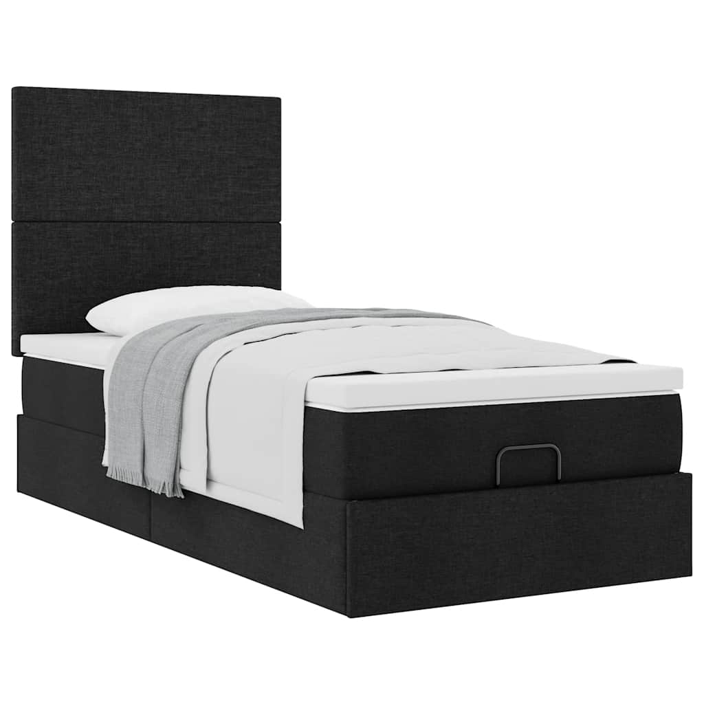 Bed met matras 90x200 cm stof zwart is nu te koop bij PeponiXL, paradijselijk wonen!