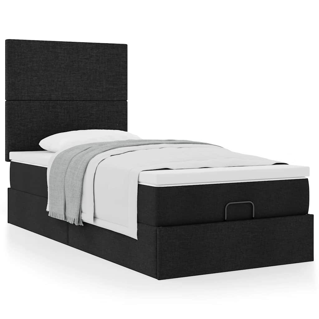 Bed met matras 100x200 cm stof zwart is nu te koop bij PeponiXL, paradijselijk wonen!