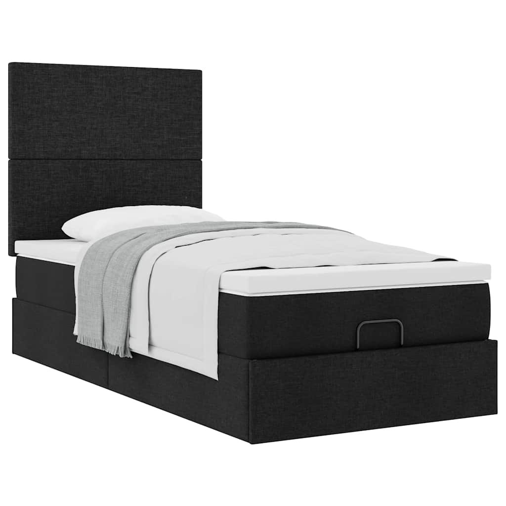 Bed met matras 100x200 cm stof zwart is nu te koop bij PeponiXL, paradijselijk wonen!