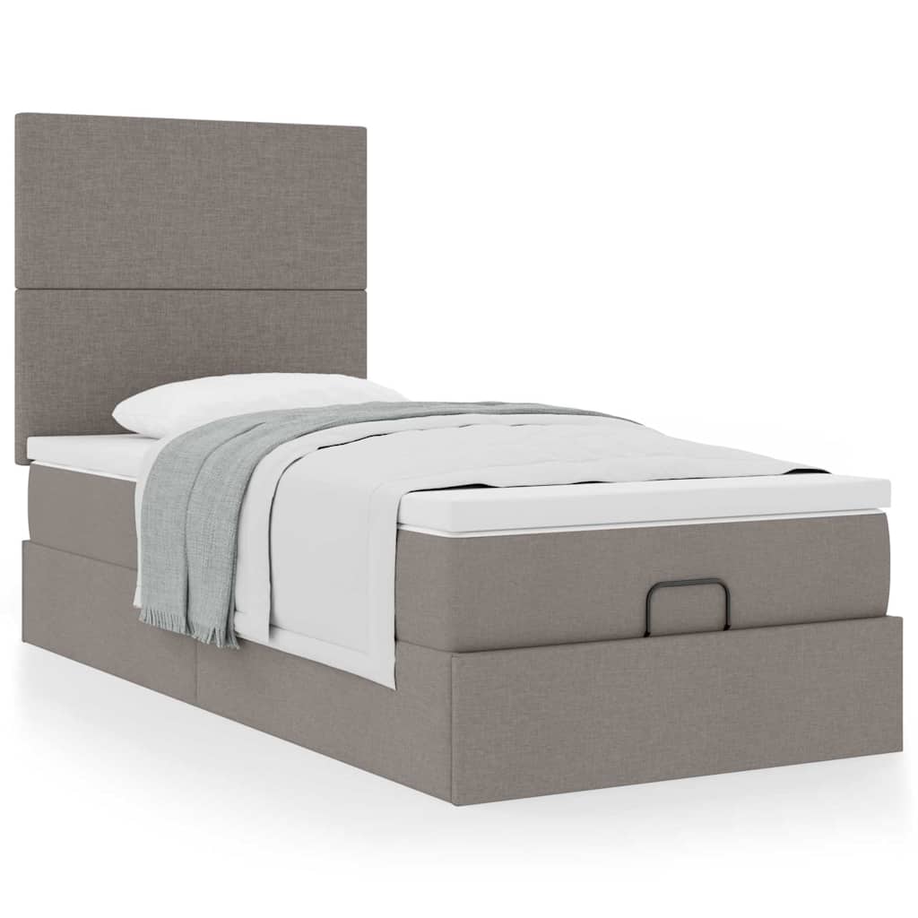 Bed met matras 100x200 cm stof taupe is nu te koop bij PeponiXL, paradijselijk wonen!
