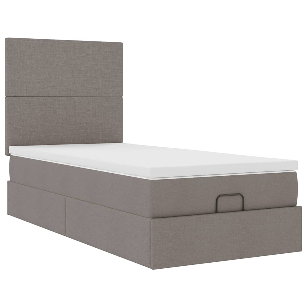 Bed met matras 100x200 cm stof taupe is nu te koop bij PeponiXL, paradijselijk wonen!