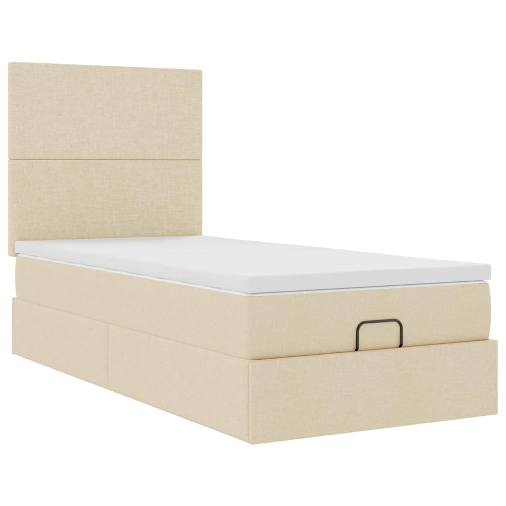 Bed met matras 100x200 cm stof crèmekleurig is nu te koop bij PeponiXL, paradijselijk wonen!