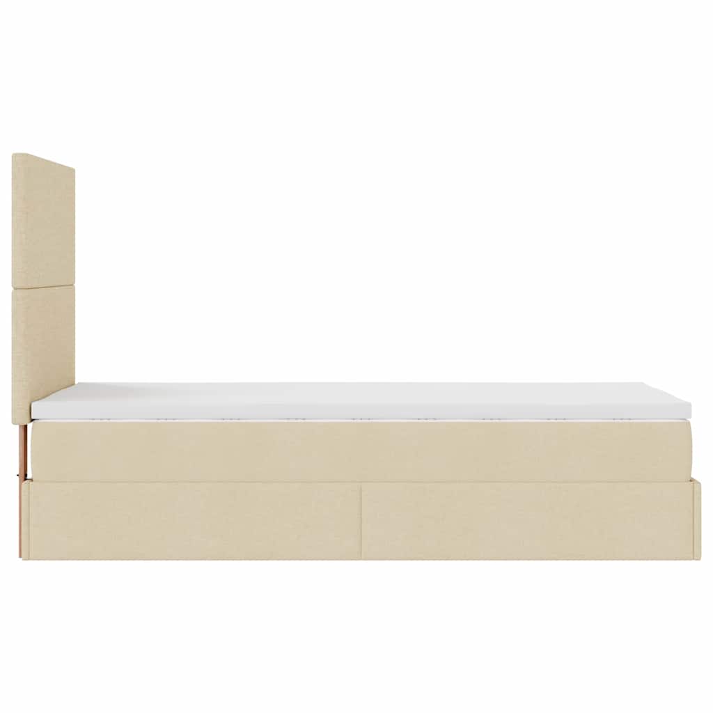 Bed met matras 100x200 cm stof crèmekleurig is nu te koop bij PeponiXL, paradijselijk wonen!