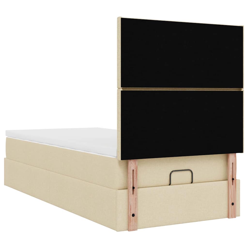 Bed met matras 100x200 cm stof crèmekleurig is nu te koop bij PeponiXL, paradijselijk wonen!