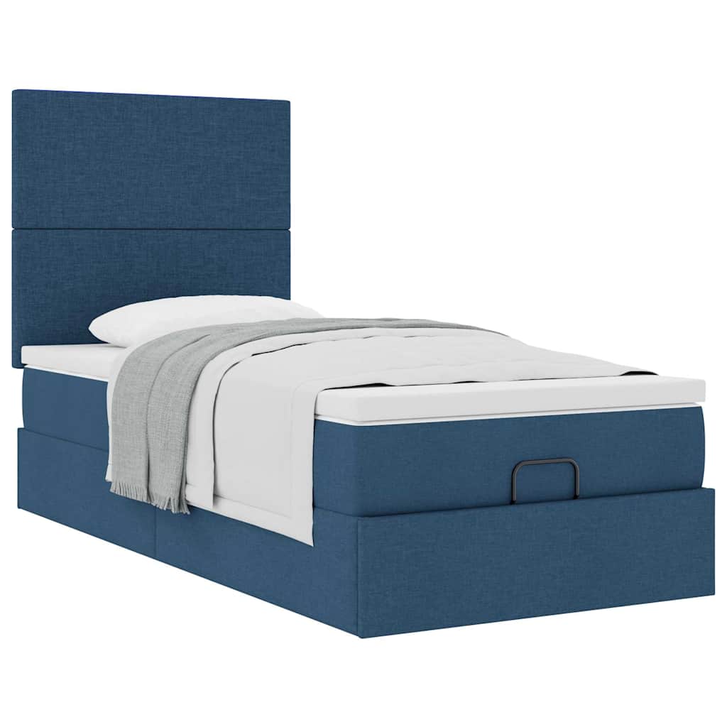 Bed met matras 100x200 cm stof blauw is nu te koop bij PeponiXL, paradijselijk wonen!