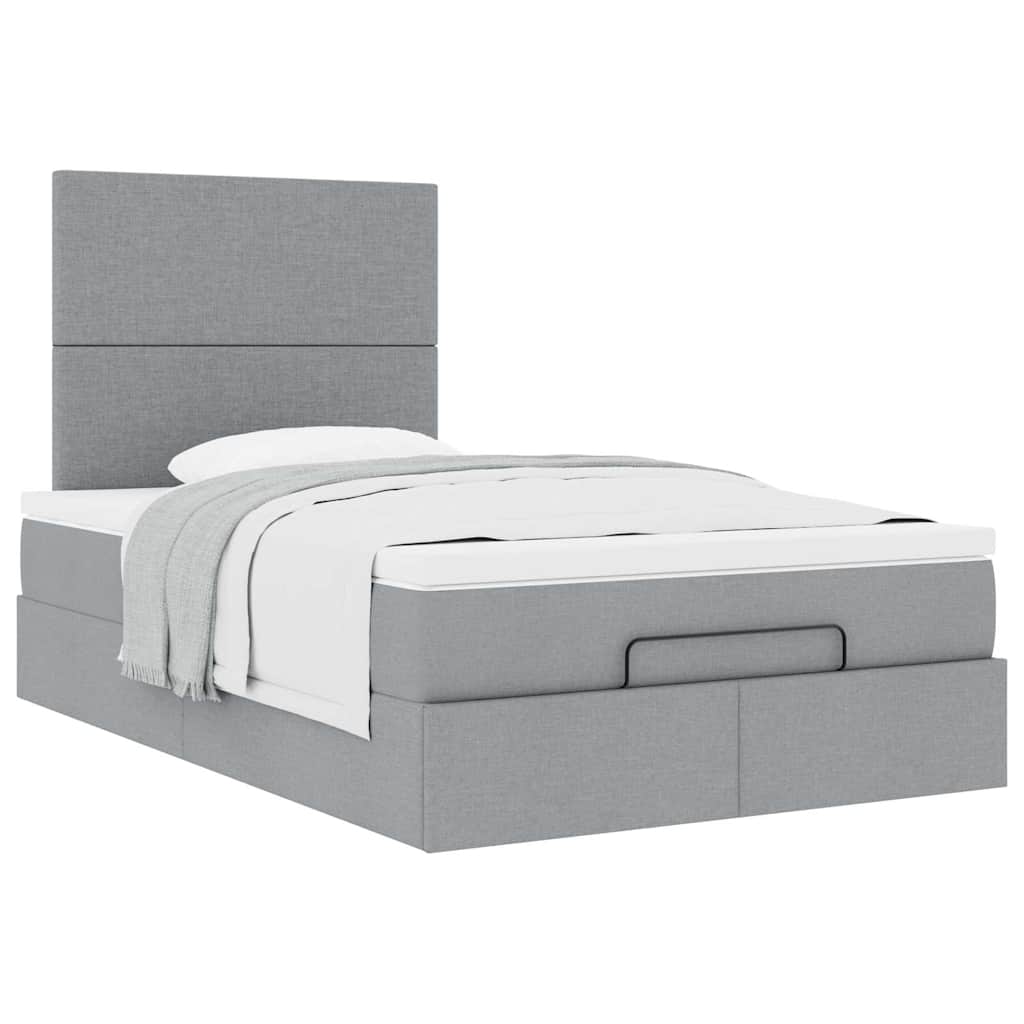 Ottoman bed met matras 120x190 cm stof lichtgrijs is nu te koop bij PeponiXL, paradijselijk wonen!