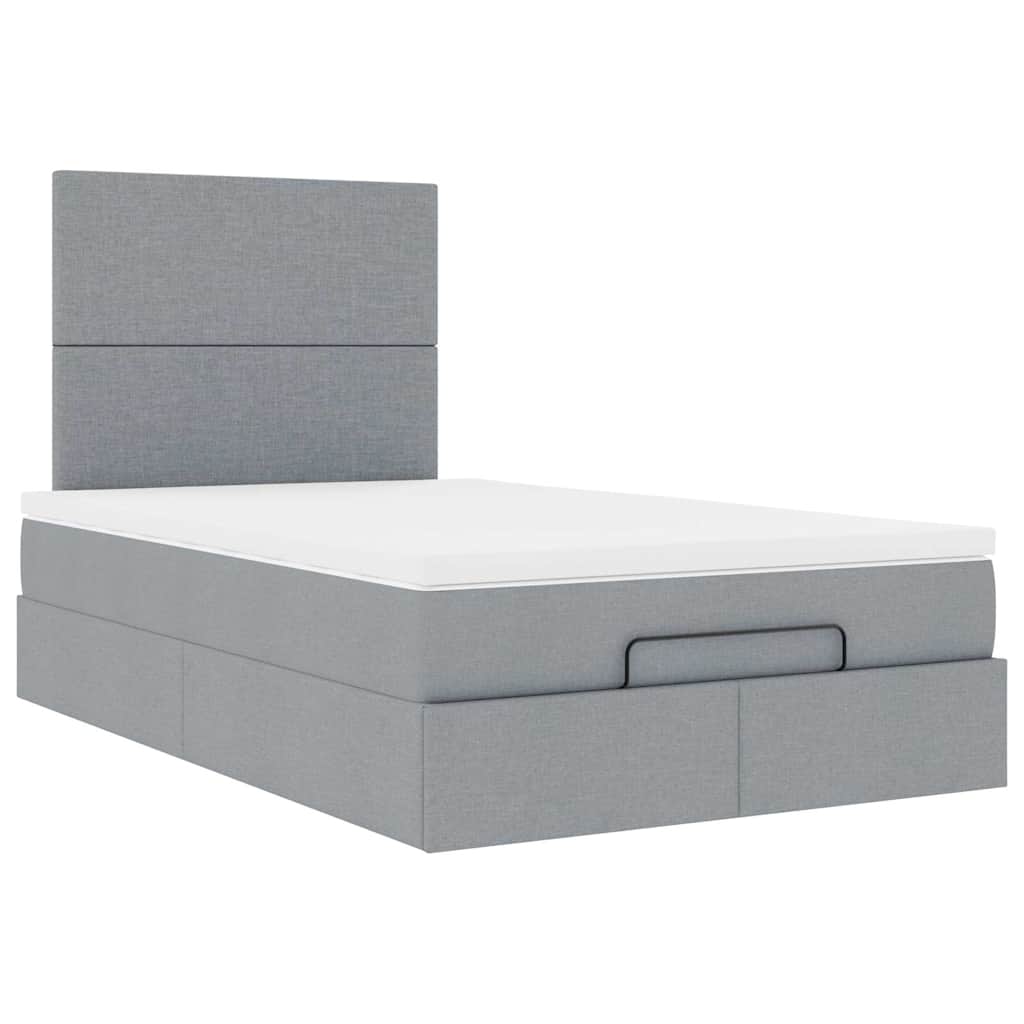 Ottoman bed met matras 120x190 cm stof lichtgrijs is nu te koop bij PeponiXL, paradijselijk wonen!