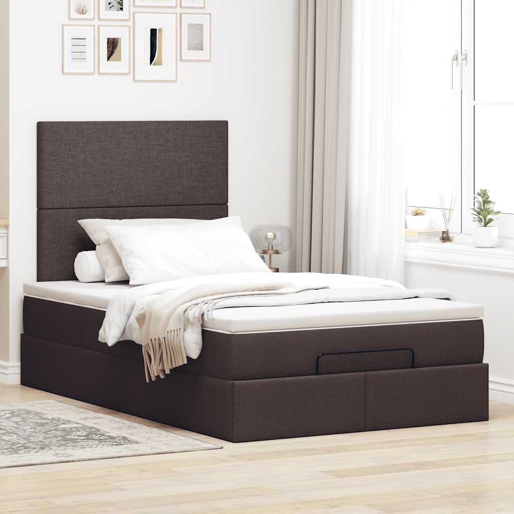 Ottoman bed met matras 120x190 cm stof donkerbruin is nu te koop bij PeponiXL, paradijselijk wonen!