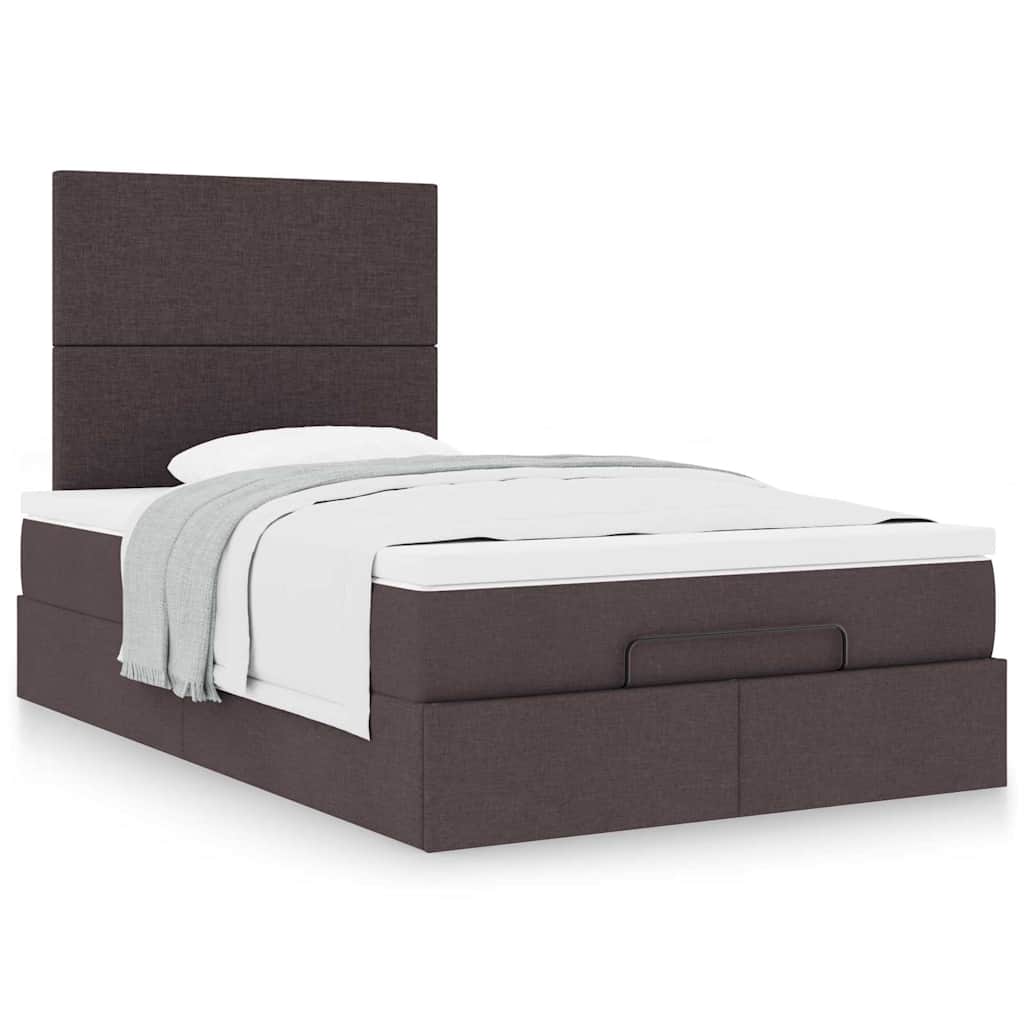 Ottoman bed met matras 120x190 cm stof donkerbruin is nu te koop bij PeponiXL, paradijselijk wonen!