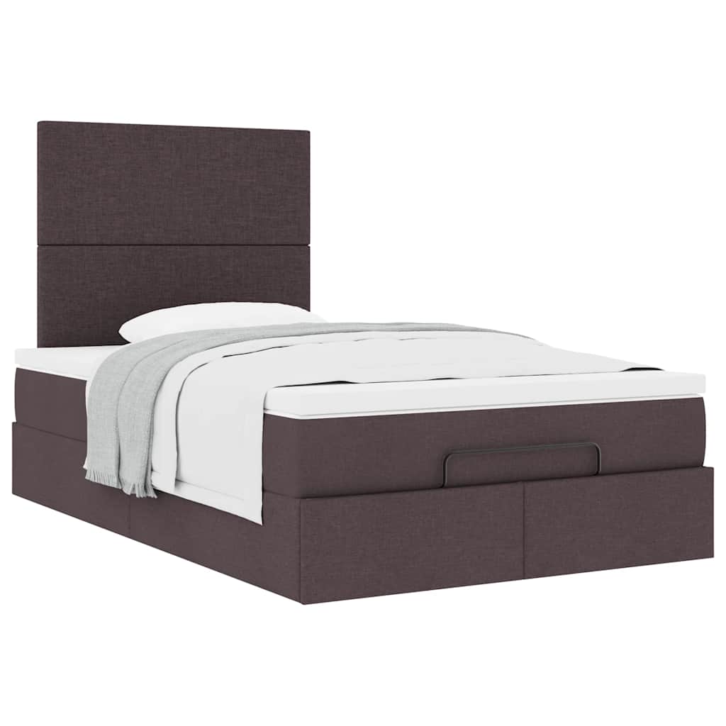 Ottoman bed met matras 120x190 cm stof donkerbruin is nu te koop bij PeponiXL, paradijselijk wonen!