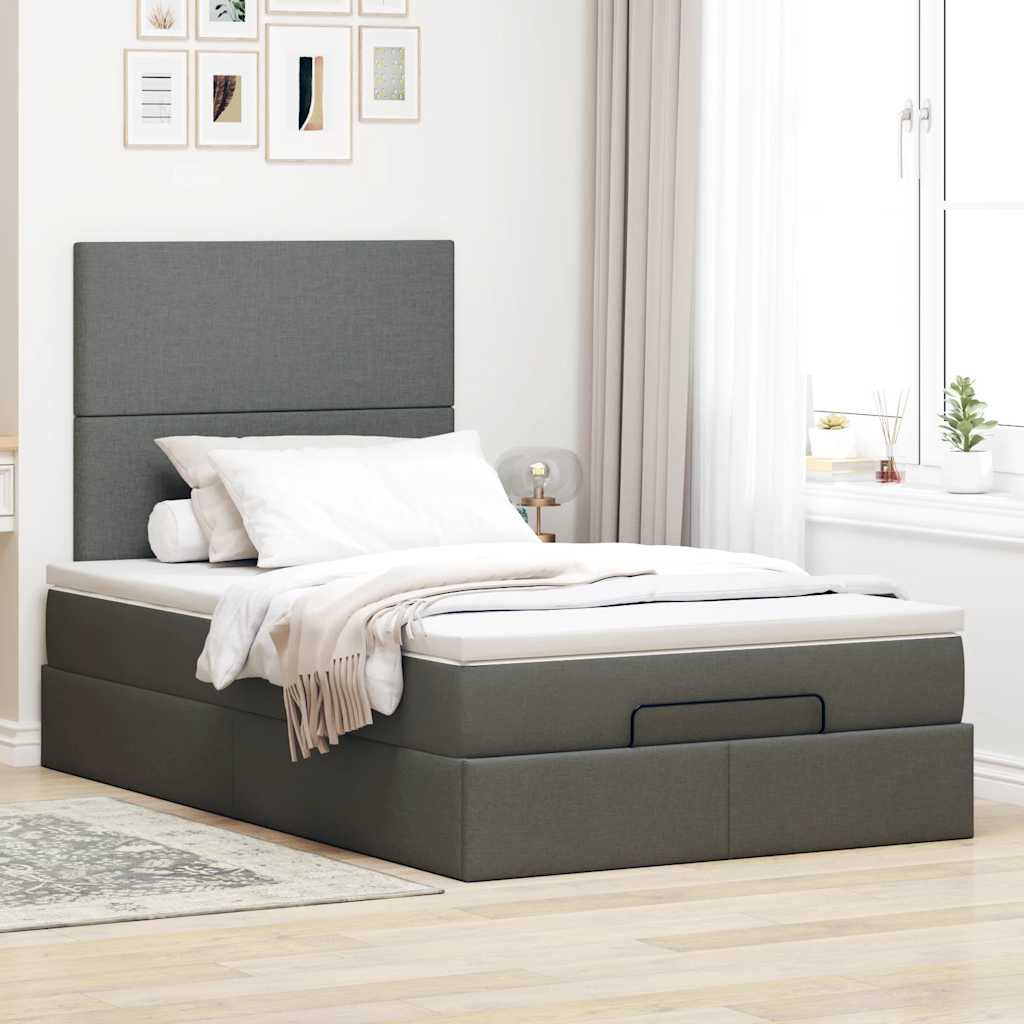 Ottoman bed met matras 120x200cm stof donkergrijs is nu te koop bij PeponiXL, paradijselijk wonen!