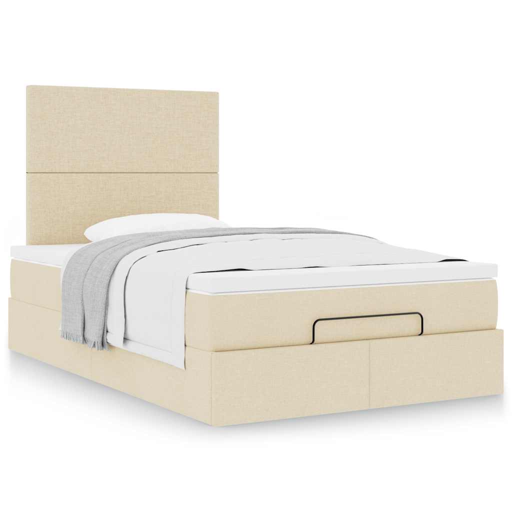 Ottoman bed met matras 120x200cm stof crèmekleurig is nu te koop bij PeponiXL, paradijselijk wonen!