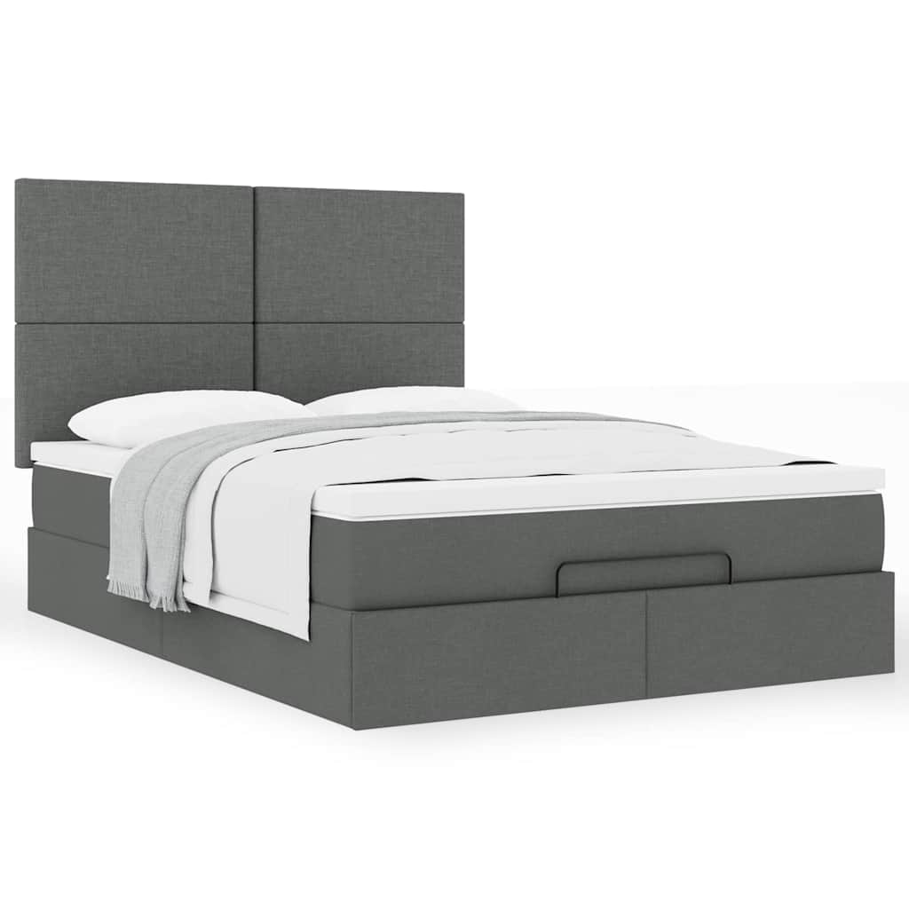 Ottoman bed met matras 140x190cm stof donkergrijs is nu te koop bij PeponiXL, paradijselijk wonen!