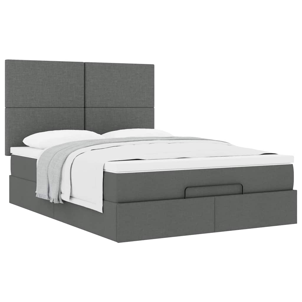 Ottoman bed met matras 140x190cm stof donkergrijs is nu te koop bij PeponiXL, paradijselijk wonen!