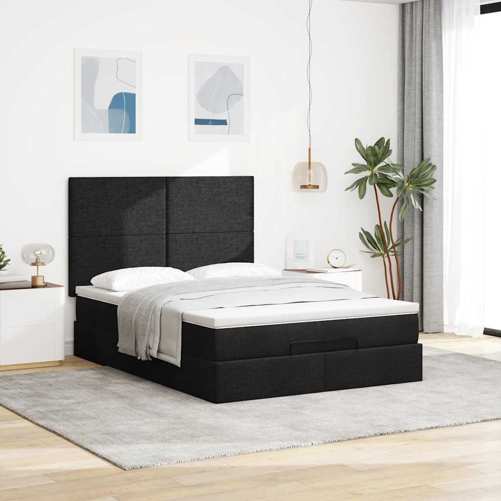 Ottoman bed met matras 140x190cm stof zwart