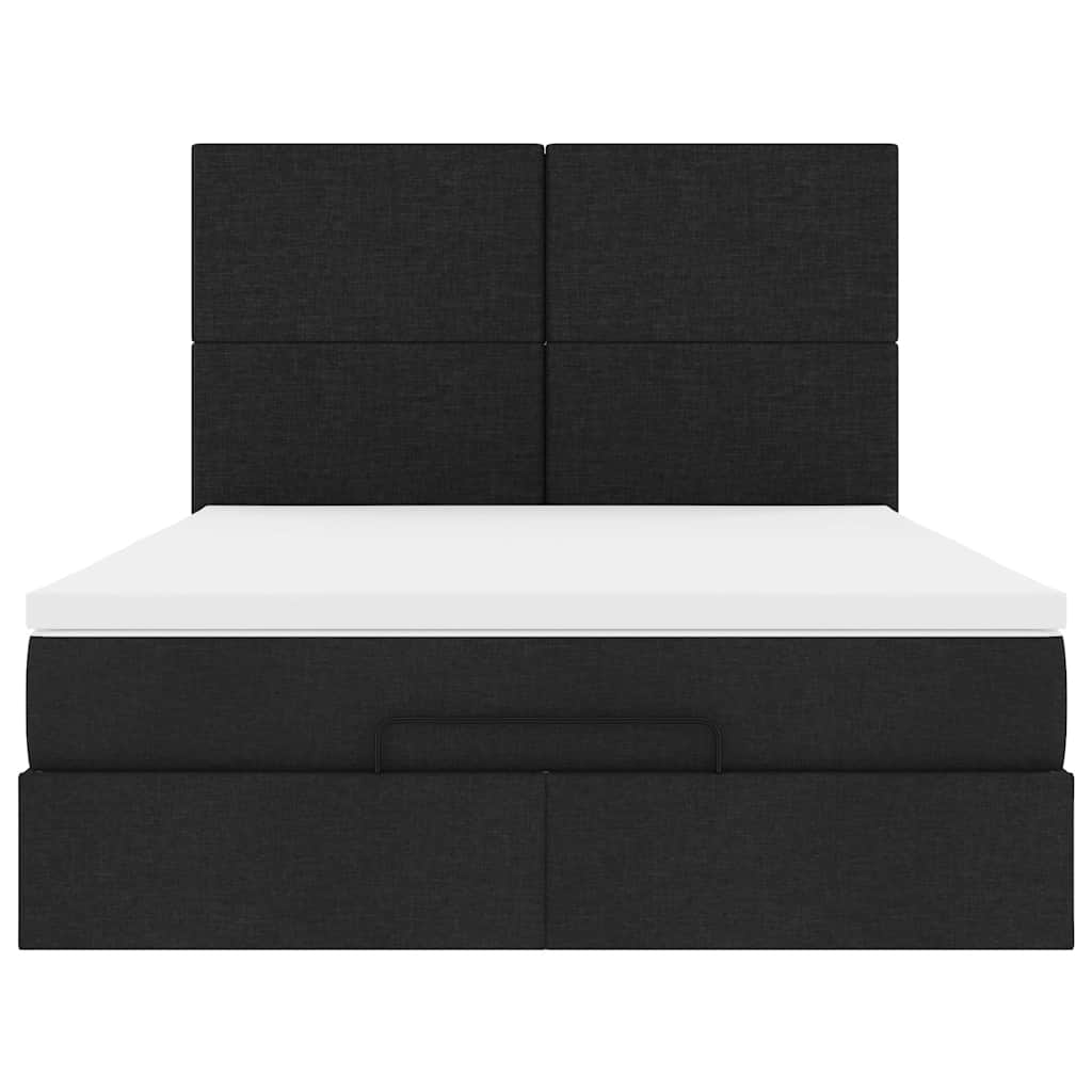 Ottoman bed met matras 140x190cm stof zwart