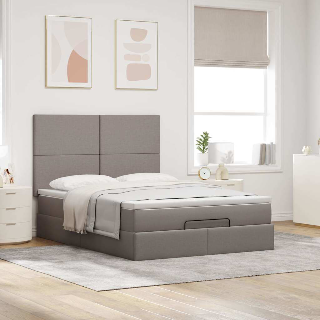 Ottoman bed met matras 140x190cm stof taupe is nu te koop bij PeponiXL, paradijselijk wonen!