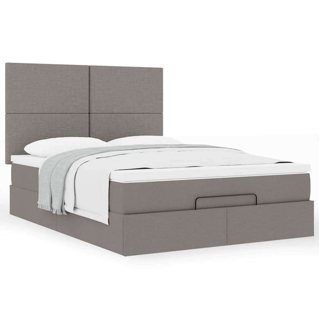 Ottoman bed met matras 140x190cm stof taupe is nu te koop bij PeponiXL, paradijselijk wonen!