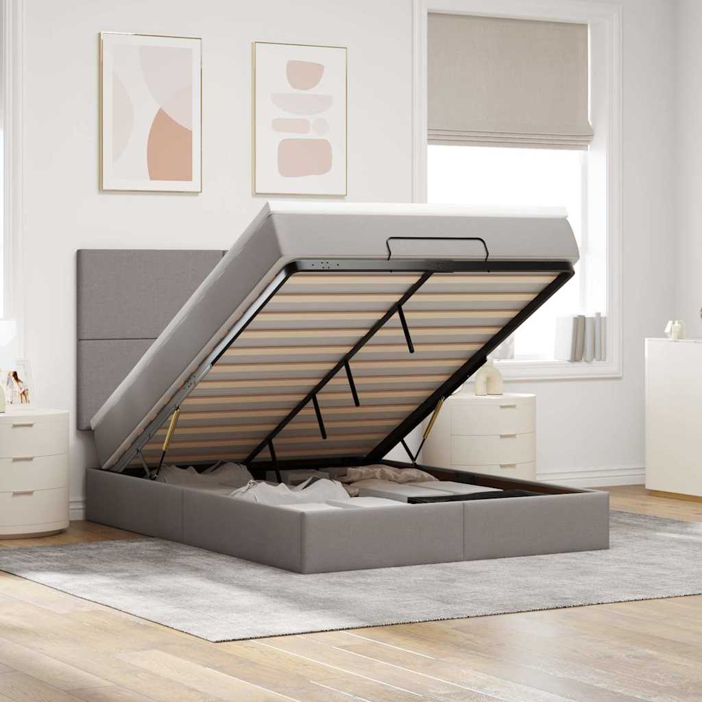 Ottoman bed met matras 140x190cm stof taupe is nu te koop bij PeponiXL, paradijselijk wonen!