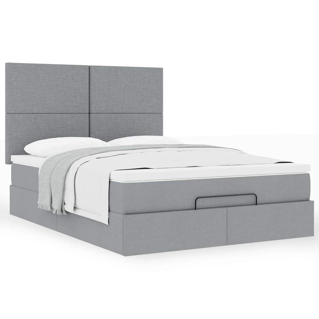 Ottoman bed met matras 140x200cm stof lichtgrijs is nu te koop bij PeponiXL, paradijselijk wonen!