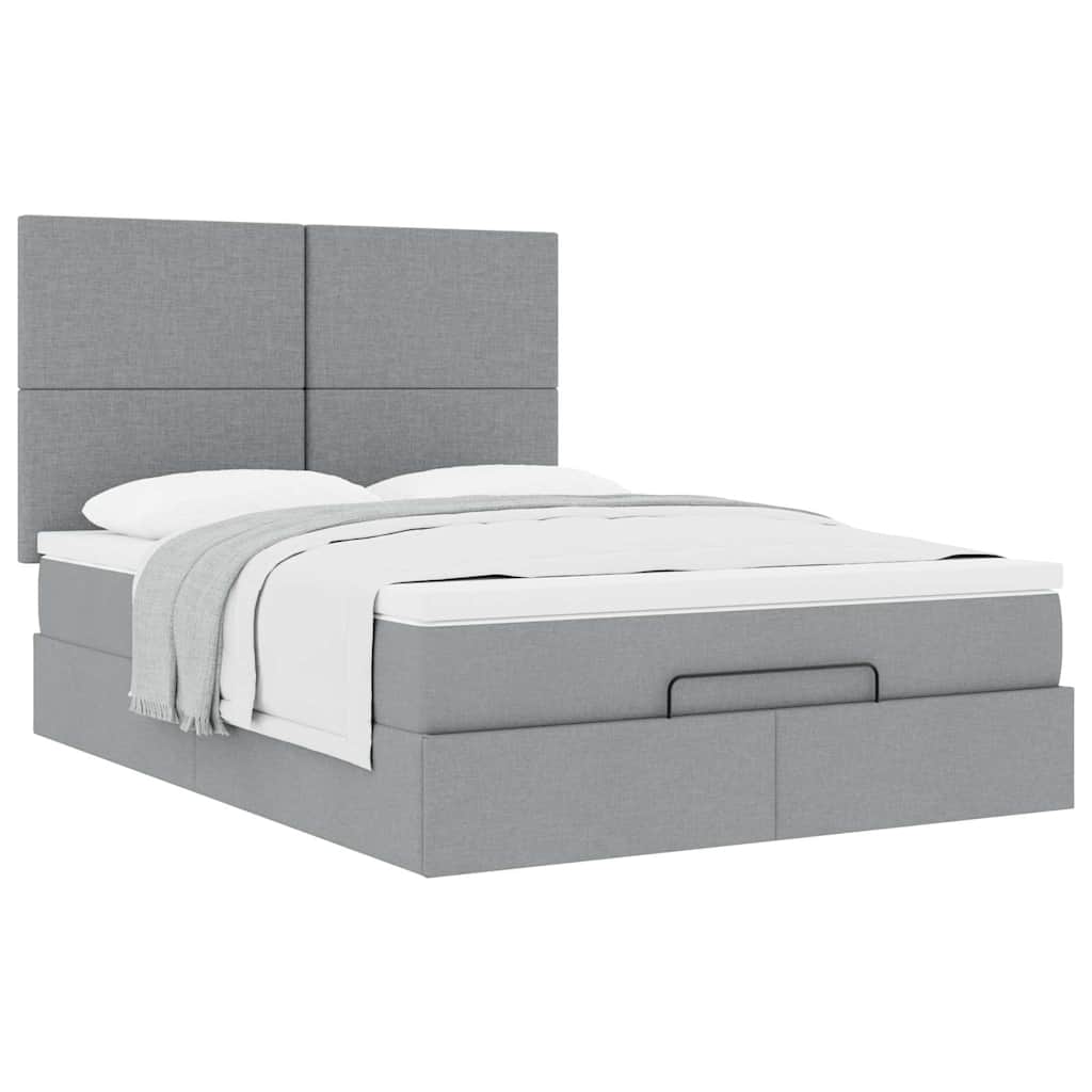 Ottoman bed met matras 140x200cm stof lichtgrijs is nu te koop bij PeponiXL, paradijselijk wonen!