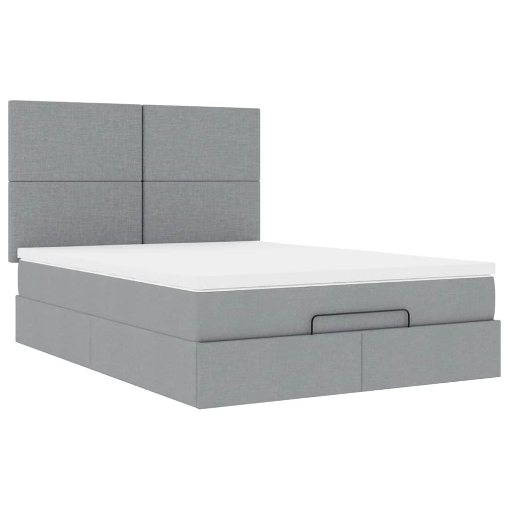 Ottoman bed met matras 140x200cm stof lichtgrijs is nu te koop bij PeponiXL, paradijselijk wonen!