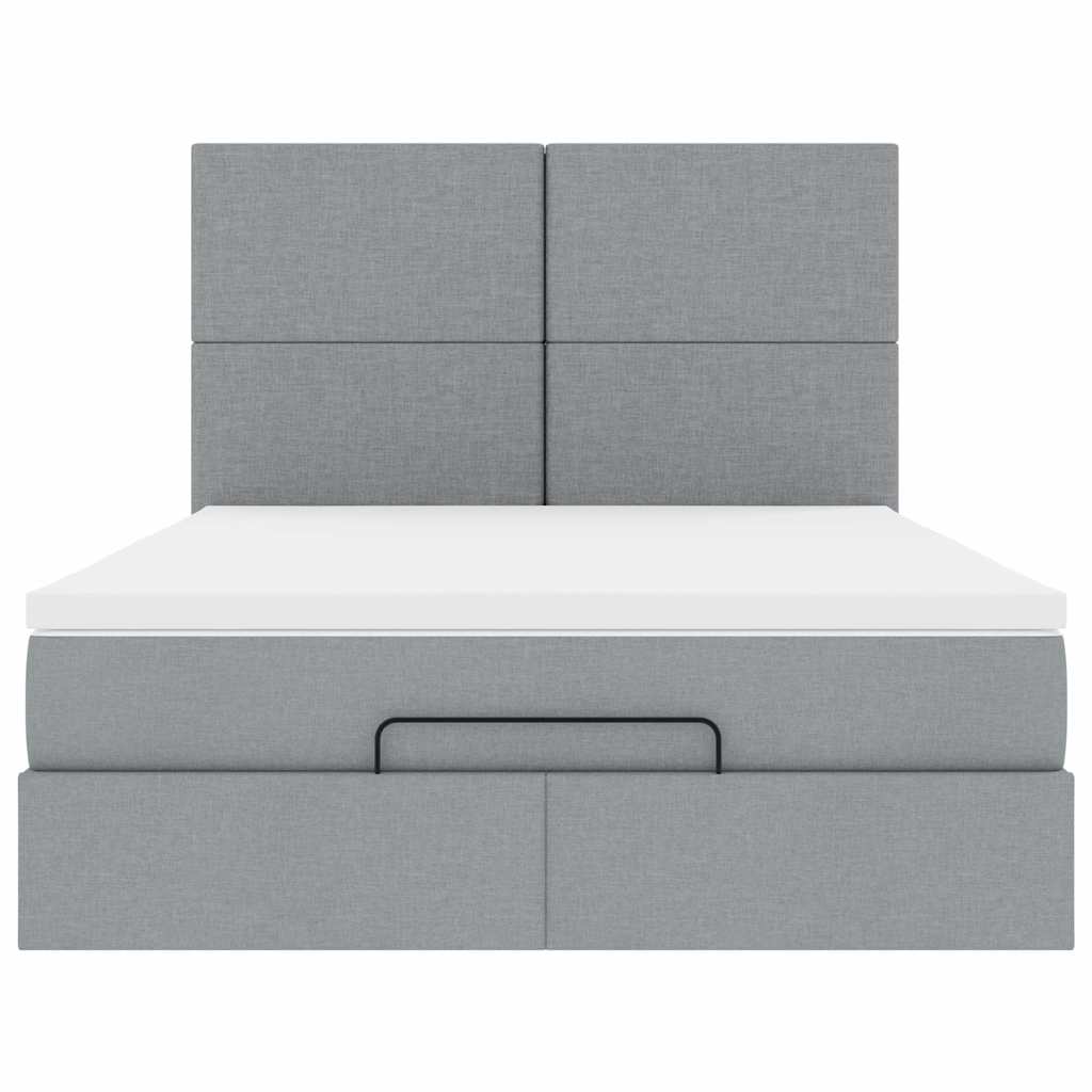 Ottoman bed met matras 140x200cm stof lichtgrijs is nu te koop bij PeponiXL, paradijselijk wonen!