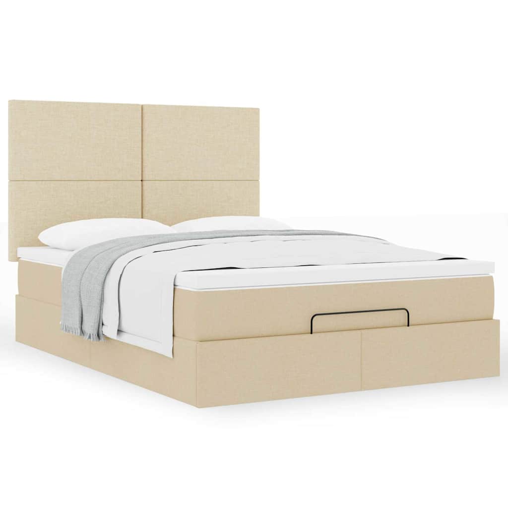 Ottoman bed met matras 140x200cm stof crèmekleurig is nu te koop bij PeponiXL, paradijselijk wonen!