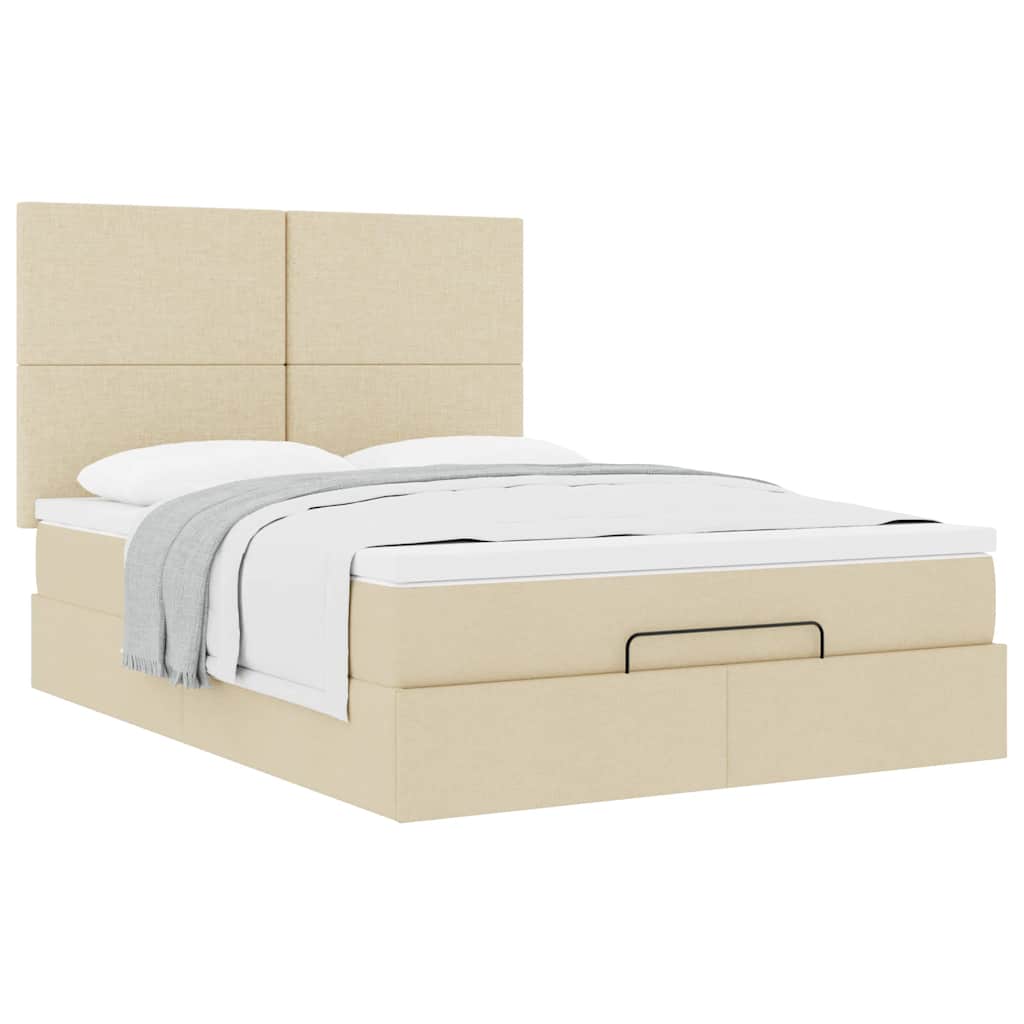 Ottoman bed met matras 140x200cm stof crèmekleurig is nu te koop bij PeponiXL, paradijselijk wonen!