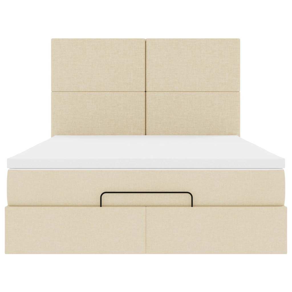 Ottoman bed met matras 140x200cm stof crèmekleurig is nu te koop bij PeponiXL, paradijselijk wonen!