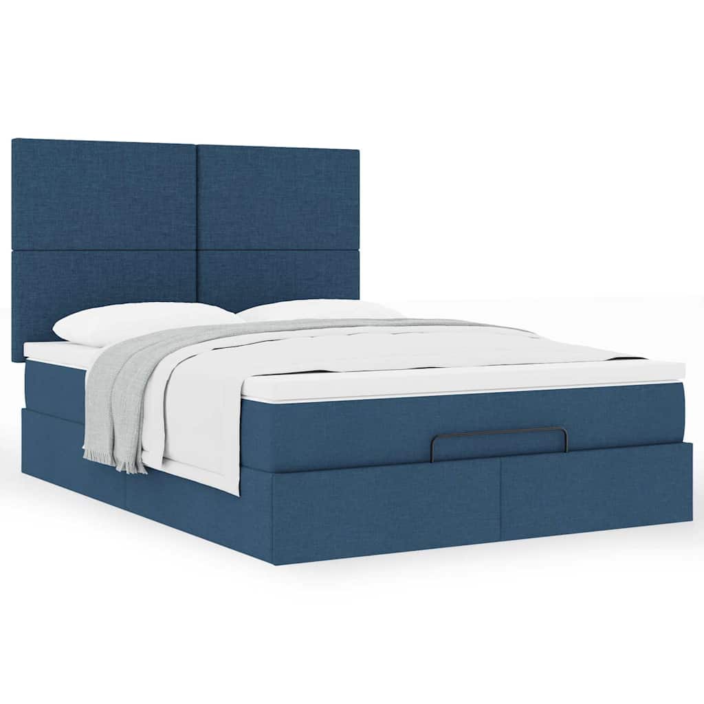 Ottoman bed met matras 140x200cm stof blauw is nu te koop bij PeponiXL, paradijselijk wonen!